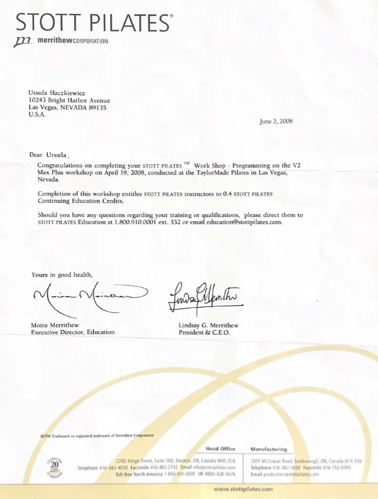 STOTT Pilates Certification